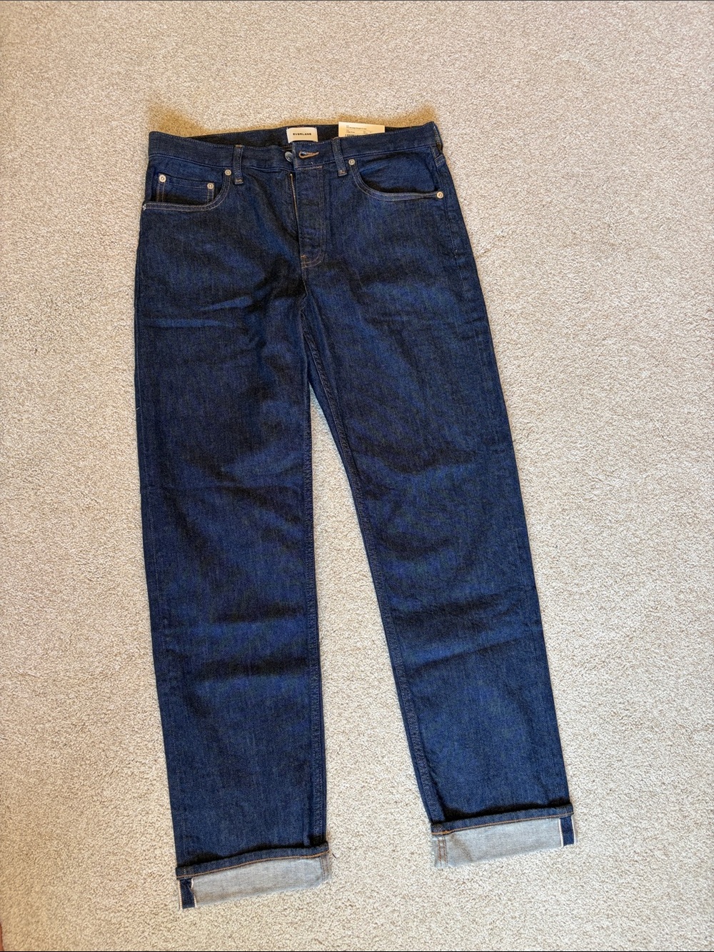 Everlane Selvedge Men's Indigo Cuffed Straight Jeans